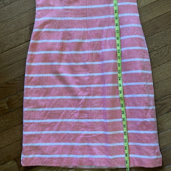 Talbots Coral Striped Linen Blend Shift Dress Pockets 2 - Picture 13 of 15